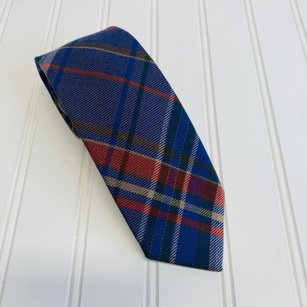 rooster Vintage Wool Plaid Neck Tie 3" wide